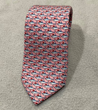 Vineyard Vines Boys Tie Pink Whale Santa Hat Christmas All Over Print 100 Silk