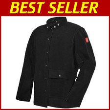 Black Leather Welding Jacket - Heavy Duty FR Cowhide