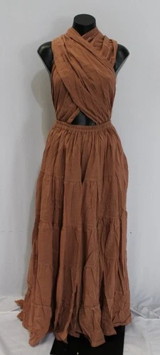 Thaluta Women's Amara Bohemian Lightweight Maxi Dress EH6 Sandstone One Size NWT