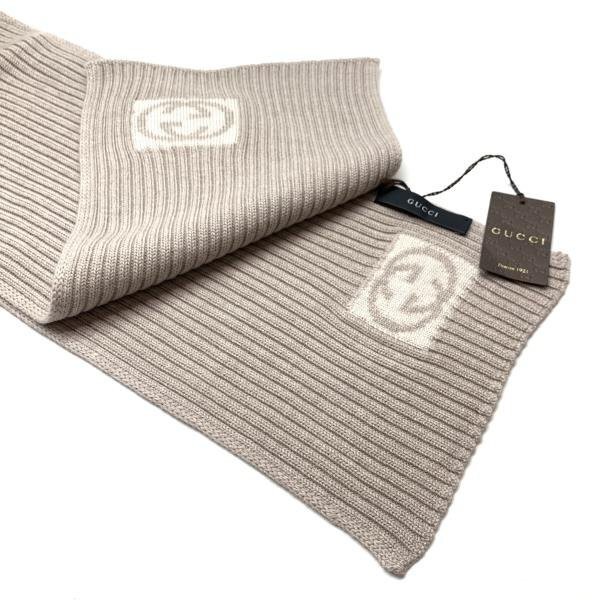 Authentic Gucci Scarf Interlocking G Pattern Beig… - image 13