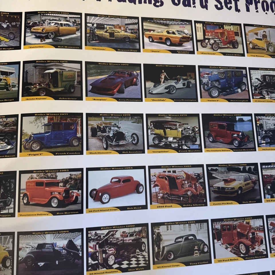 Póster hoja de prueba de tarjetas coleccionables Ridler Award Hot Rod, Autorama edición limitada Foto 4 de 4