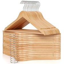 TOPIA HANGER Wooden Hangers 30 Pack, Natural Wood Clothes Hangers, Durable Co...