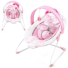 Baby Bouncer with Music, Portable Infant Bouncer for 0-6M, Pink Bow
