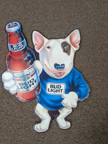 Spuds Mackenzie Tin Metal Sign Bud Light Beer Budweiser Vintage 1989