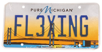 MACKINAC BRIDGE  VANITY LICENSE PLATE '' FL3XING '' FLEXING MUSCLE GYM WORKOUT