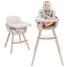 3-in-1 Wooden High Chair, Convertible High Chairs for Babies and Toddlers, Ba...