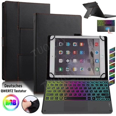 DE Für 9.7~11 Zoll Tablet Hülle mit Touchpad Beleuchtet QWERTZ Deutsche Tastatur