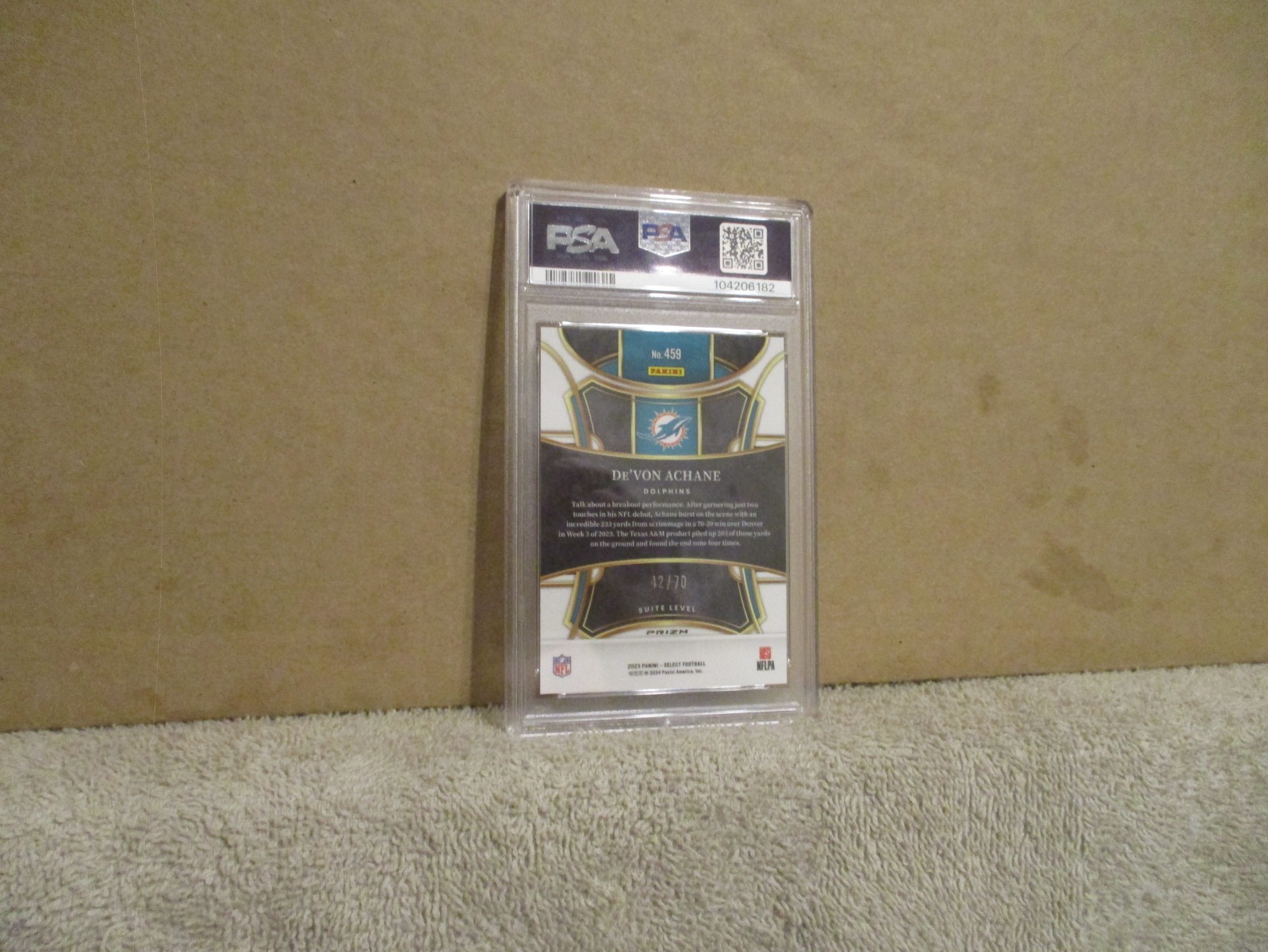 2023 PANINI SELECT DE'VON ACHANE #459 RC SUITE DRAGON SCALE PRIZM 42/70 PSA 10 view 11