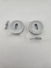 X2 Round Keyhole Cover Plate Silver with Screws – Door Lock Escutcheon Trim