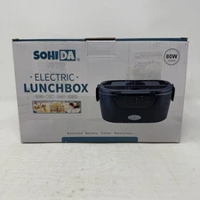 80W Electric Heated Lunch Box Two 1.5L Stainless Containers & Lids w/ Utensils