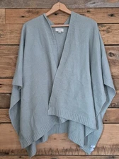 Soft Green Knit Shawl Cardigan Open Front Cozy Textured Cottagecore Boho 1 Size