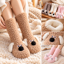 3D Dog Thicken Fleece Lined Socks Women Girls Winter Warm Cozy Slipper Socks