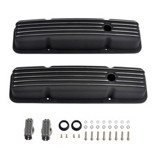 Finned Short Valve Covers Kit Black For 58-86 Sbc Small Block Chevy 327 350 400 Finned Short Valve Covers Kit Black For 58-86 Sbc Small Block Chevy 327 350 400