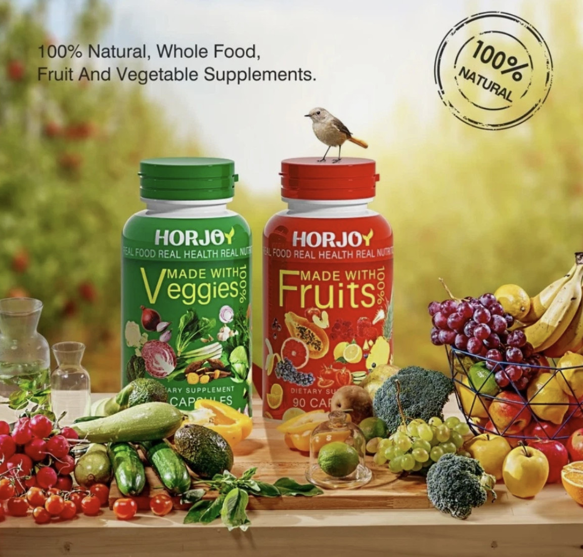 2 Pack HORJOY Nature Fruits + Veggies Vitamins Supplements Dietary 180 Capsules