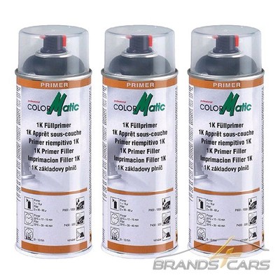 3x 400ml COLORMATIC 1K FÜLLPRIMER GRUNDIERUNG FÜLLER GRAU 856525 HG1 - HG8