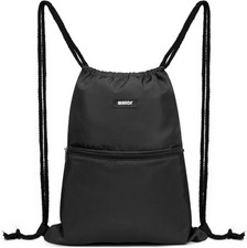 WANDF Drawstring Backpack String Bag Sackpack Cinch Water Resistant Nylon for Gy