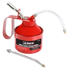 10oz Red Lever Style Oiler Can - Includes Steel Braided Flex Hose Offset Rigid