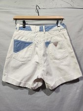 Vtg 90s Guess By Georges Marciano Cuffed Mom Shorts White / Blue Accents Sz 7