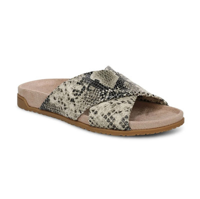 Best Selling Vionic Shoes Etna Slide Sandal - Cream Snake Print Leather