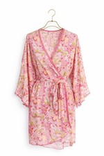 Josie Natori Womens Robe Large Pink Floral Feminine Romantic Sheer Vacation