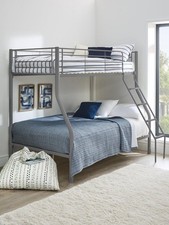 Image of Domino Metal Trio Bunk Bed Silver Sleek and Space-Saving Bedroom Furniture