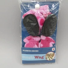 Simply Wag Fleece Pink Camo Dog Shoes Small 2.25" Lhasa Apso Pug Jack Russel