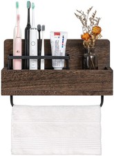 Dahey Wall Mounted Toothbrush Holder Wooden Electric Toothbrush Organizer Multif