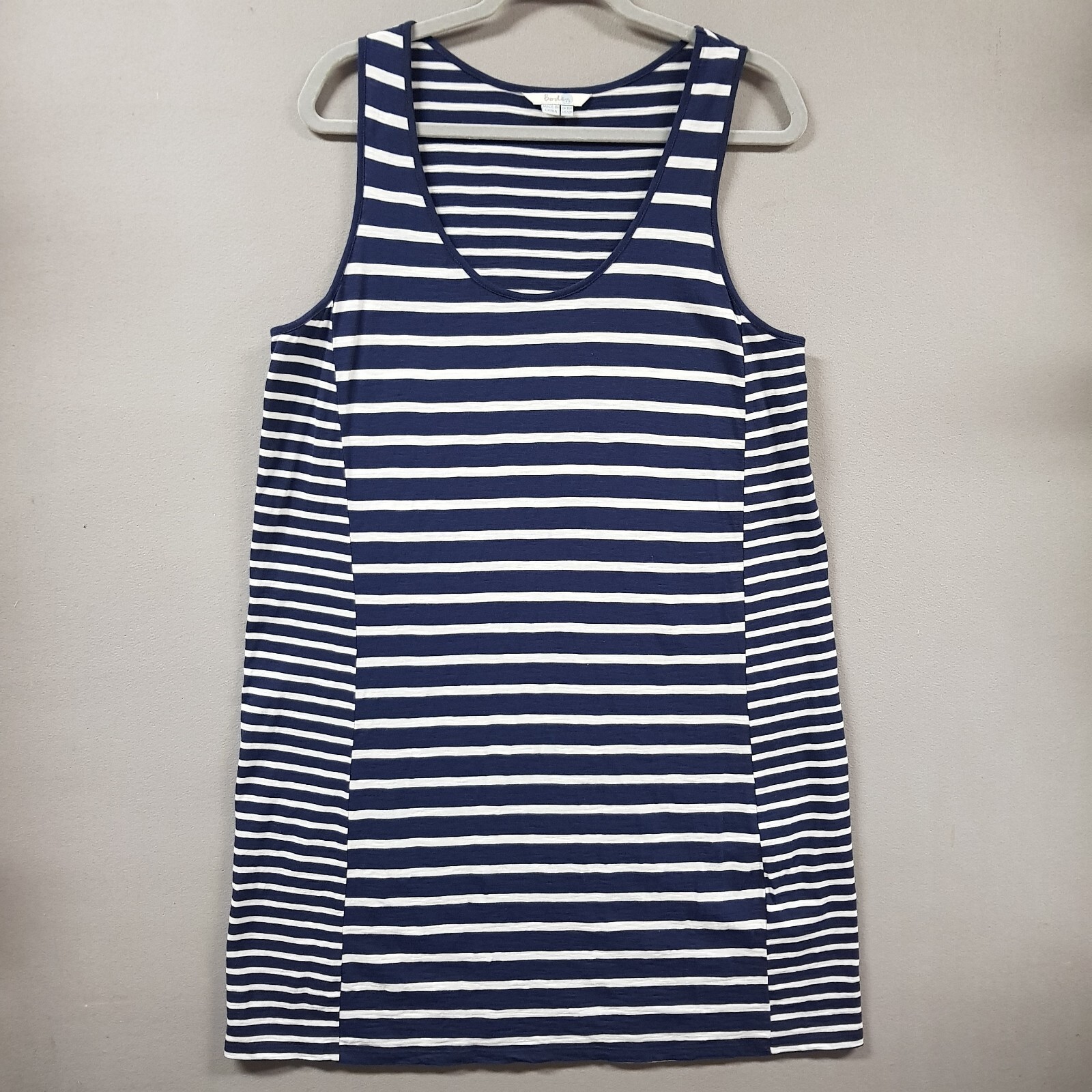 Boden Jersey Dress Women's size 12R Blue White Striped Scoop Neck Sleeveless
