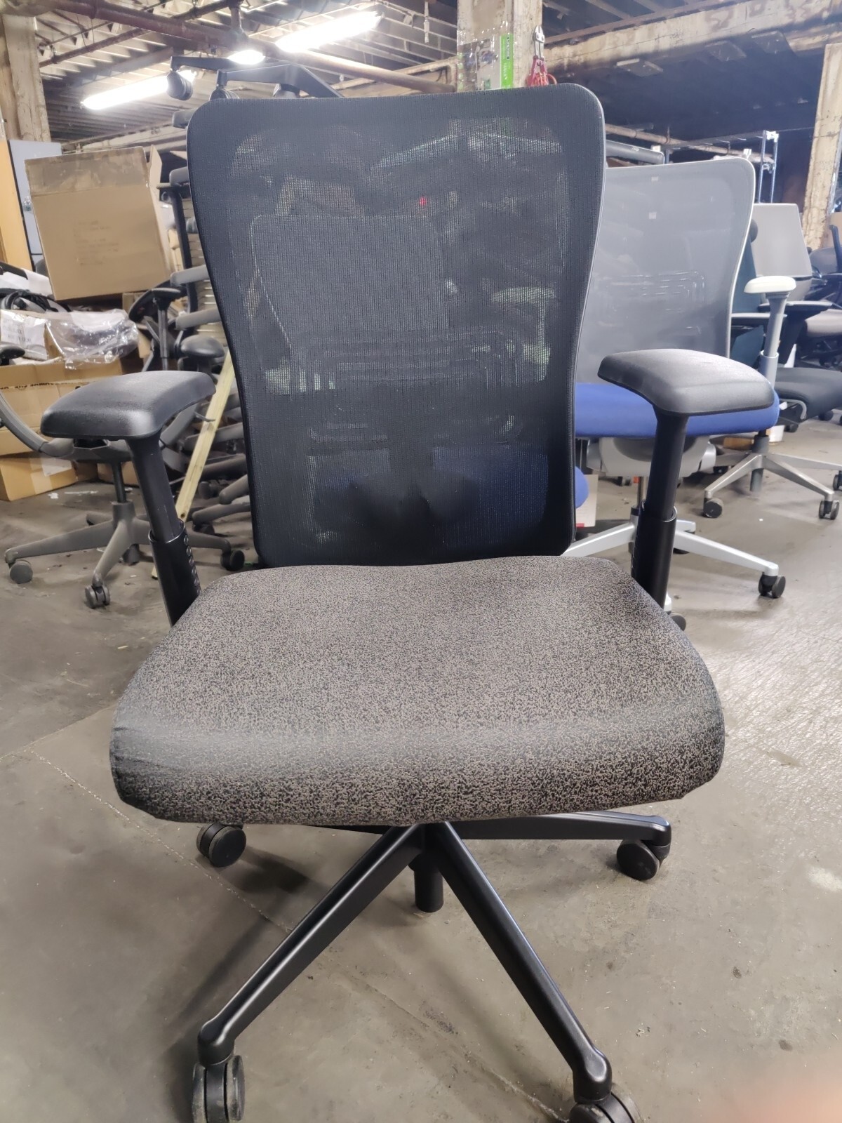 By Haworth Zody Grey Color Chair Desk Mesh Chair Lumbar Loaded
