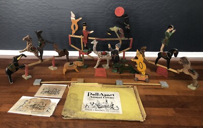 RARE 1920's Mitchell & Reeve Pull-Apart Circus SET WITH BOX