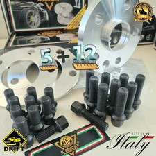 4 DISTANZIALI 5+12 mm 4x100 56.1 + BULLONI NERI 12x1.5 X MINI ONE COOPER R50 R53