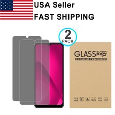 2PK Privacy Tempered Glass Protector For T-Mobile Revvl 7 6 5 4 V X Pro 5G