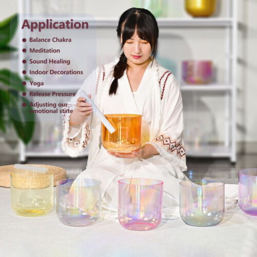 CVNC 6 Inch Chakra Alchemy Color Cosmic Clear Crystal Sing Bowl Sound Heal Reiki - Picture 3 of 24