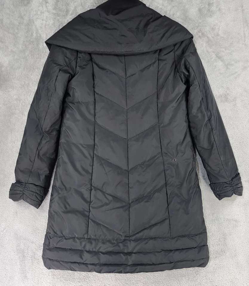 Chaqueta acolchada Tahari para mujer pequeña negra cremallera completa botón manga larga abrigo de invierno Foto 2 de 4