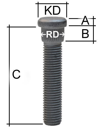Rändelbolzen Stehbolzen M14 x 1,5 x 40mm RD14,9 RH9,0 - Picture 1 of 1