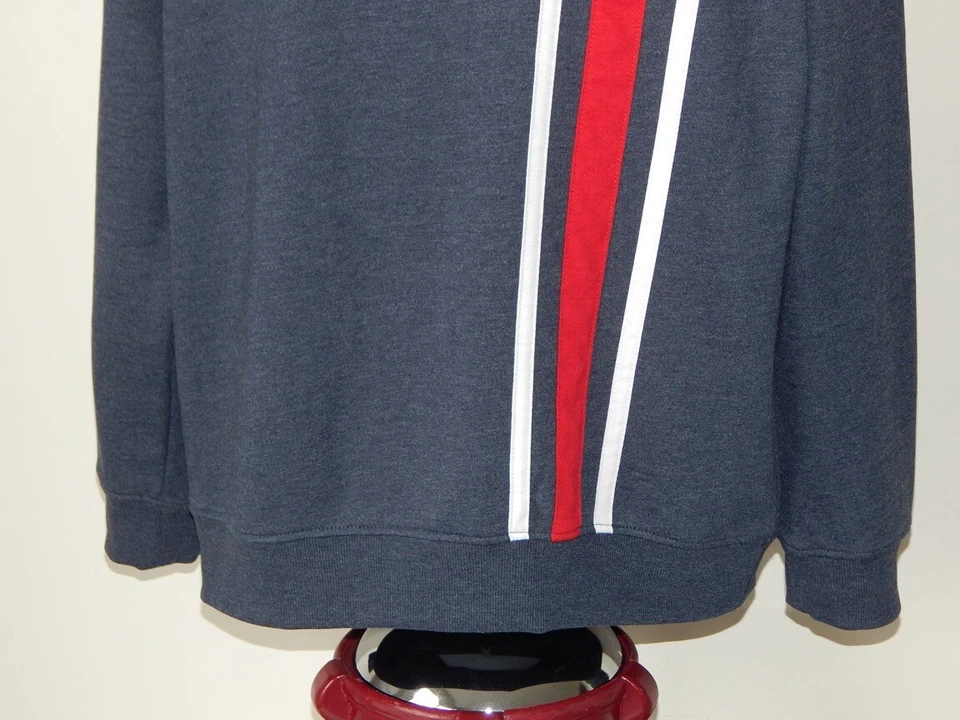 NUEVO CON ETIQUETAS Ben Sherman Original Logo Rayas Pullover Polar Sudadera Azul Marino Brezo XL Foto 4 de 4