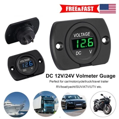 Volt Gauge Meter Voltage LED Digital Display DC 12V-24V Car Panel Voltmeter
