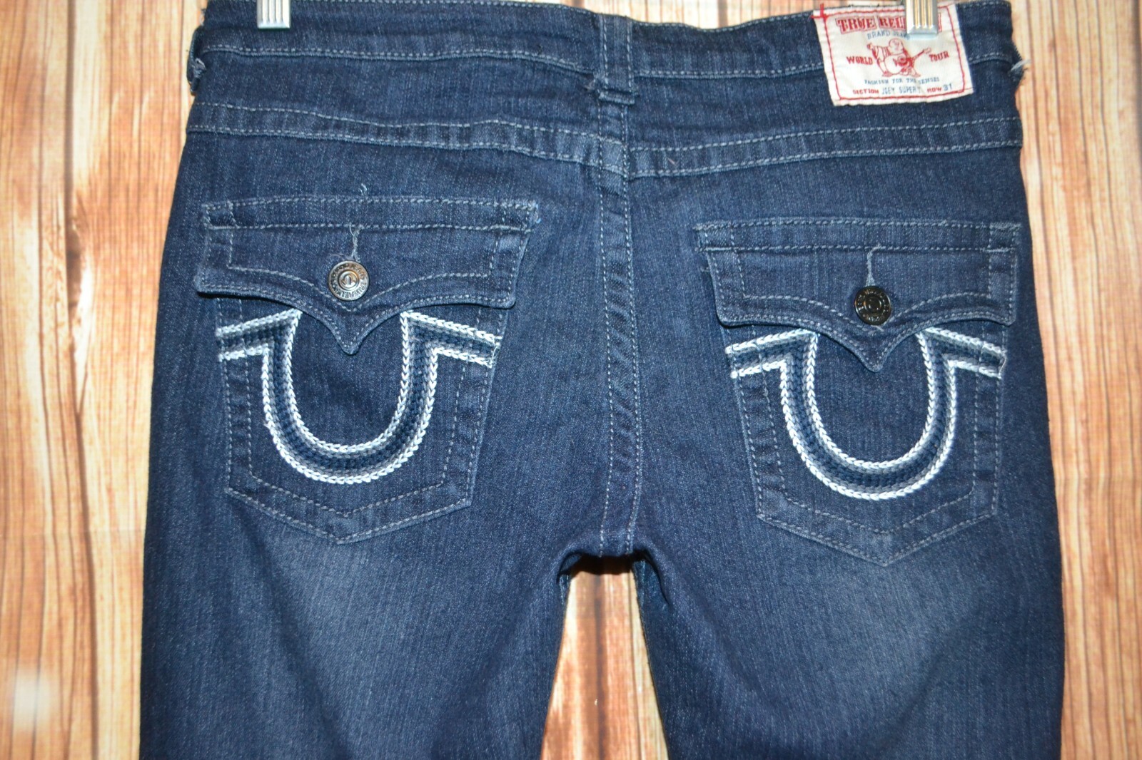 True Religion Women's Joey Super T Thick Stitch U Pocket Flaps Jeans Sz 31x32 thumbnail 7