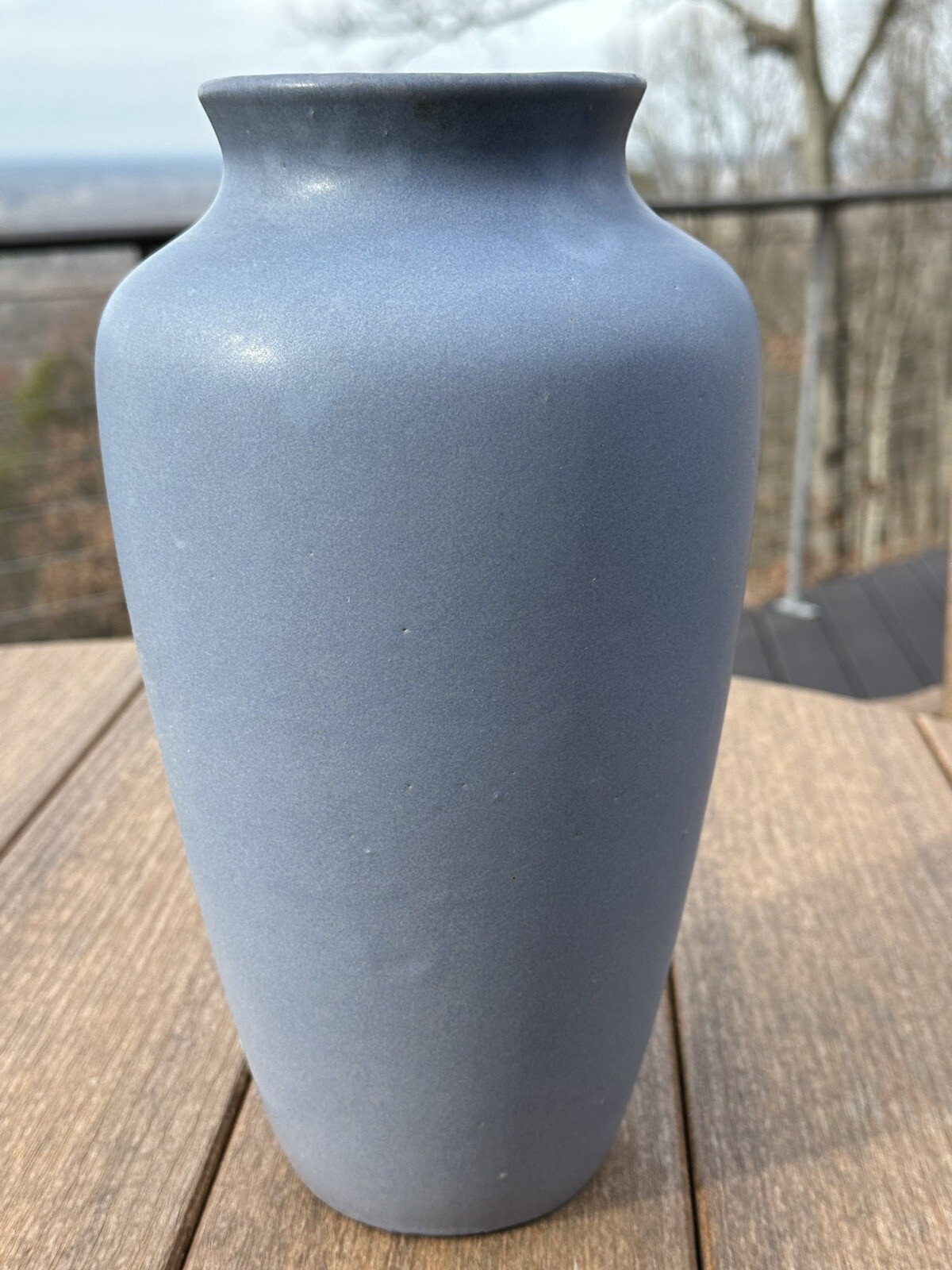 Zanesville Pottery Vintage Arts and Crafts Vase, 37 Matte Blue. Like