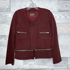 Monrow Moto Motorcycle Sweatshirt Jacket Maroon Burgundy Zipper Size S