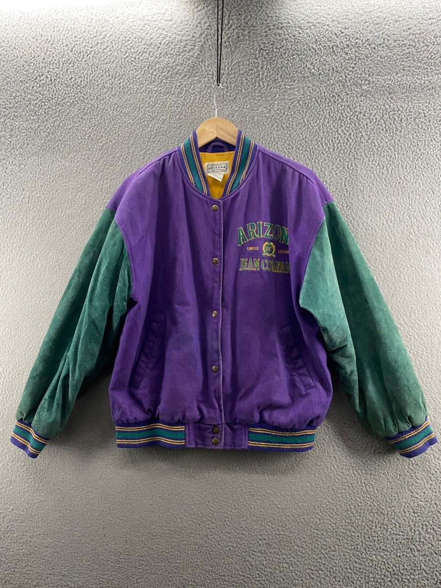 VINTAGE Arizona Jean Jacket Mens Medium Purple Suede Leather