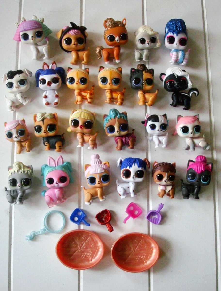30 PC LOL Surprise Doll PET Lot Dog Cats Skunk Animal VARIETY Mixed Hair  Glitter