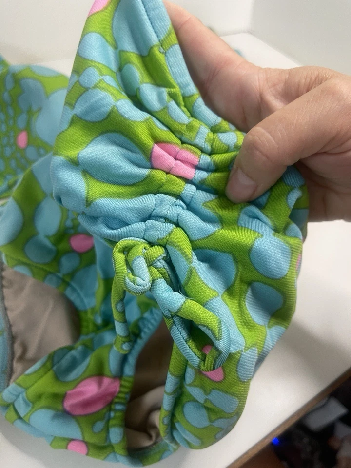 Nuevo de Lote Antiguo Bikini Dos Piezas Traje de Baño MOD Verde Azul Rosa GROOVY Talla 12/34 LEER Foto 3 de 4