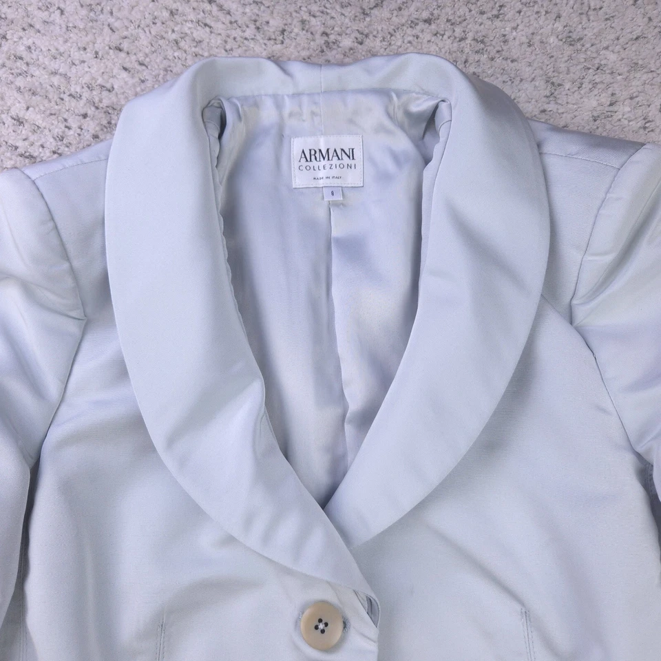 Armani Blazer 女式 8 * SM STAINS* 夹克 Collezioni 银色灰色西装意大利制造 — 第 4/4 张图片