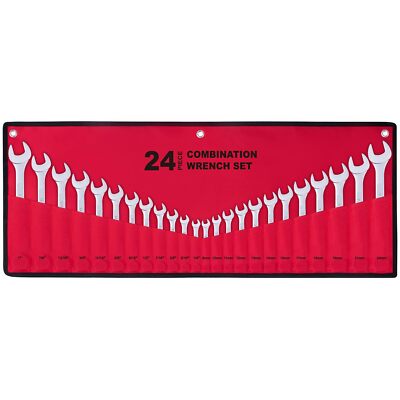 24-Piece All-Purpose Master Combination Wrench Set with Roll-up Pouch SAE Metric