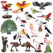 Oenux Classic Bird Animal Flamingos Parrot Sea Mew Peacock Owl Ostrich Model