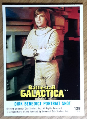 1978 Battlestar Galactica UK Edition Card 128 DIRK BENEDICT PORTRAIT SHOT