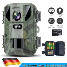 Mini Wildkamera 24MP/1080P Video Jagdkamera Bewegungsmelder Nachtsicht+ SD-Karte