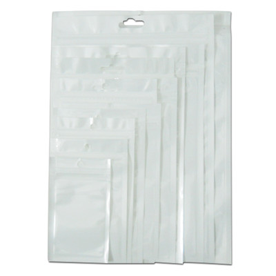 100X For Zip White Clear Plastic Lock Bag Hang Hole Packaging Pouches Accessory