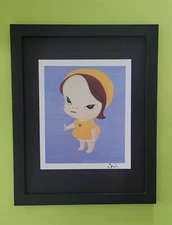 YOSHITOMO NARA | BEAUTIFUL PRINT FROM JAPAN | SIGNED MOUNTED AND FRAMED 14X11IN.